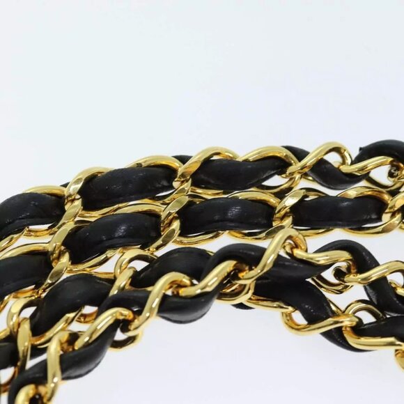 CHANEL Matelasse Chain Shoulder Bag Lamb Skin Black CC Auth - Picture 9 of 16